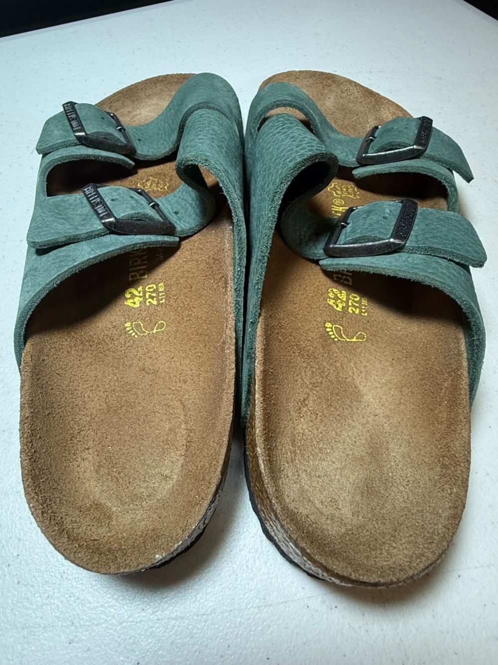 Birkenstock Arizona Unisex Sandals, 42 R - Teal Suede Leather - Picture 3 of 4